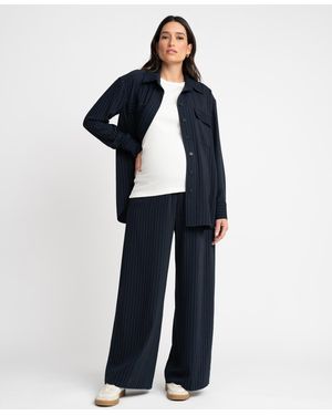 Seraphine Maternity Pinstripe Soft Shirt - Blue