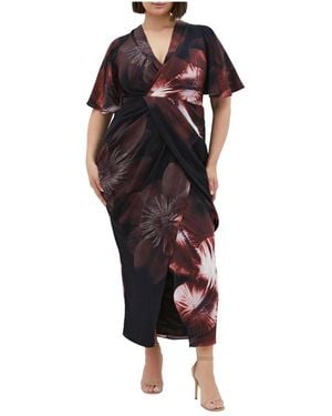 City Chic Plus Size Braelynn Print Maxi Dress - Red