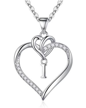 Gnuadz Heart Initial Necklace Gift Mother's Day - Metallic