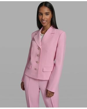 KARL LAGERFELD Cropped Collared Woven Jacket - Pink