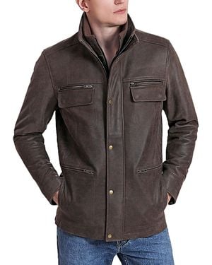 BGSD Men Austin Distressed Leather Hipster Jacket - Gray