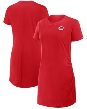 Fanatics Cincinnati S Ruched Drape T-shirt Dress - Red