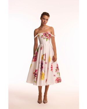 Milla Tea-length Floral Dress - Pink