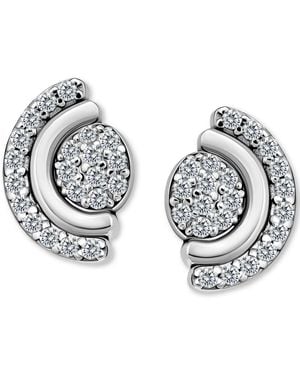 Giani Bernini Cubic Zirconia Pave Half Halo Stud Earrings - Metallic