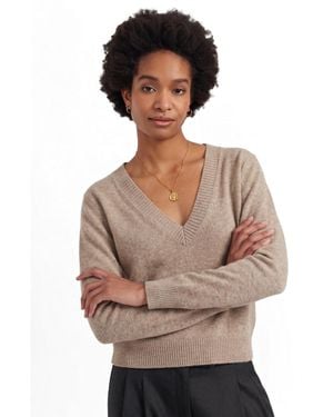 Chinti & Parker Wool/cashmere-blend V-neck Long-sleeve Sweater - Gray