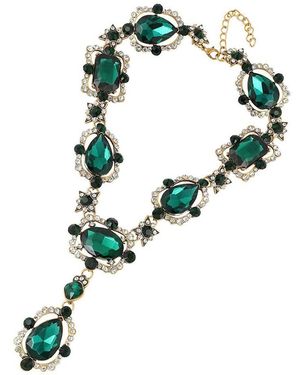 SOH Gold-plated Stone Statement Necklace - Green