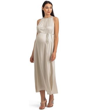 PIETRO BRUNELLI MATERNITY Maternity Sleeveless Satin-touch Special Occasions Clarissa Dress - Natural