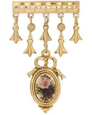 2028 Gold-tone Manor House Oval Drop Barpin - Purple