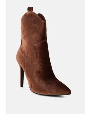 Rag & Co Nat-love Velvet Cow Girl Ankle Boot - Brown