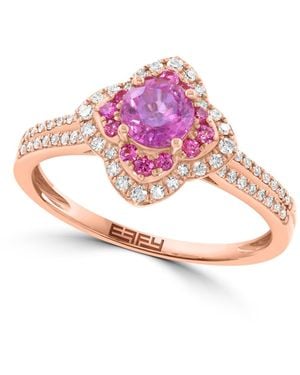 Effy Pink Sapphire And Diamond Halo Ring (5/8 Ct. T.w. Pink Sapphire
