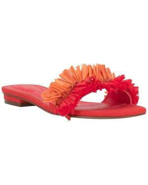 Jessica Simpson Danive Raffia Fringe Flat Slide Sandals - Red