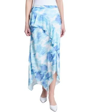 Jones New York Petite Pull-on Ruffle-trimmed Skirt - Blue