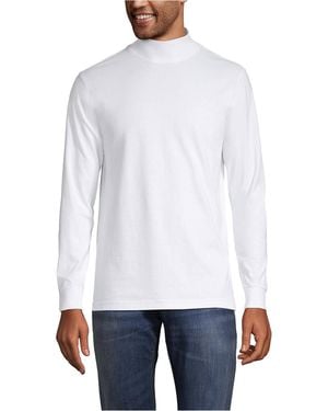 Lands' End Big & Tall Super-t Mock Turtleneck - White
