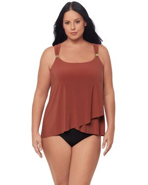 Miraclesuit Plus Size Razzle Dazzle Asymmetrical-drape Tankini Top - Red