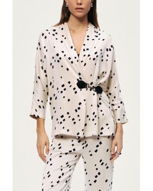 Nocturne Printed Wrap Jacket - White