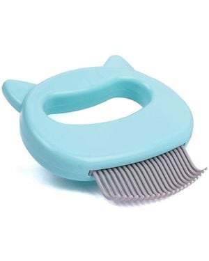 Aronkl Pet Hair Removal Massaging Shell Comb Deshedding Brush Dematting Tool For Cats Dogs Bunnies - Blue