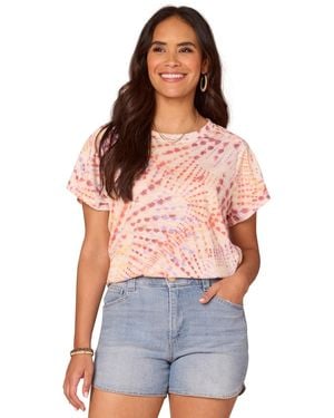 Democracy Petite Printed Short-sleeve Scoop-neck T-shirt - Red