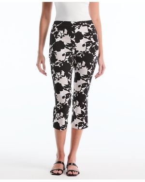 Rafaella Petite Floral Print Capri Pants - Black