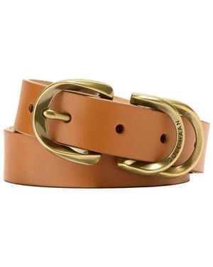 Cole Haan Genuine Leather Sculptured Harness Buckle Belt - White