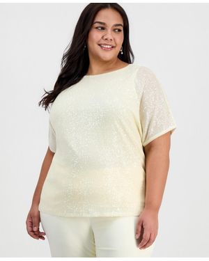 Anne Klein Plus Size Sequined Dolman-sleeve Top - White