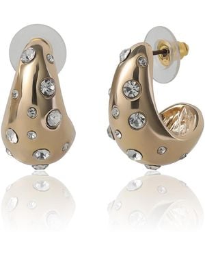 BCBGMAXAZRIA Tone Pave Polka Dot Sculptural Hoop Earrings - Metallic