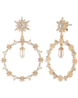 Marchesa Glass Stone And Imitation Pearl Star Orbital Earrings - Metallic