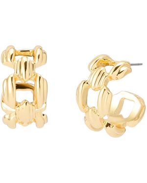 Robert Lee Morris Ribbed Link Hoop Earrings - Metallic