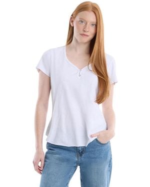 Wilt V-neck Henley Short Sleeve Tee - White