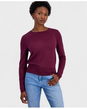 INC International Concepts Petite Fitted Long-sleeve Crewneck Sweater - Purple