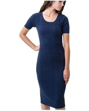 Hope & Henry Fitted Cable Sweater Dress - Blue