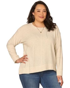 Democracy Plus Size Long-sleeve Mixed Media Knit Top - Natural