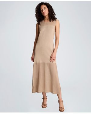 Kenneth Cole Semi-sheer Side-slit Sleeveless Dress - Natural