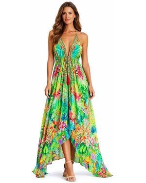 La Moda Clothing Maxi Halterneck Dress - Green