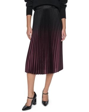 DKNY High-waisted Pleated Midi Skirt - Purple