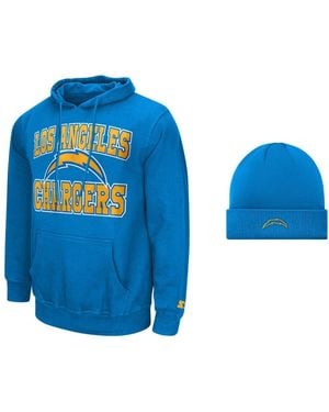 Starter Los Angeles Chargers Fleece-lined Hoodie And Cuffed Knit Hat - Blue