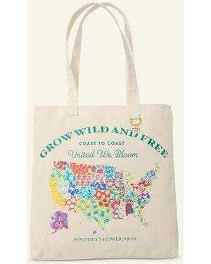 Macy's Flower Show U.s. Flower Map Farmers Market Tote Bag - White