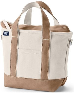 Lands' End Small 3 Pocket Zip Top Canvas Tote Bag - Natural