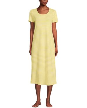 Lands' End Cotton Short Sleeve Midcalf Nightgown - Yellow