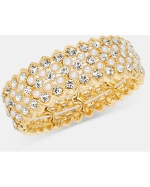 Charter Club Faux Pearl And Glass Stretch Bracelet - Metallic