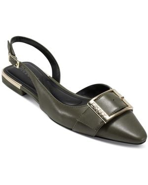 DKNY Clemma Buckle Slingback Flats - Metallic