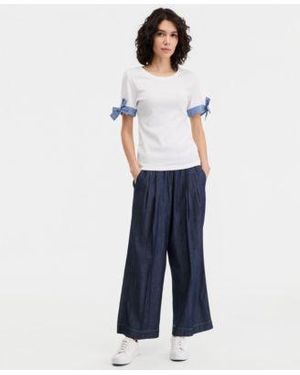 Nautica Tie Cuff Top Wide Leg Pants - Blue