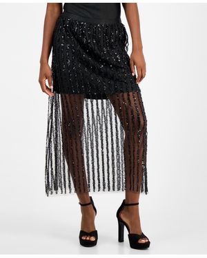 And Now This Sequin-stripe Maxi Skirt - Black
