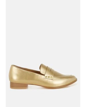 Rag & Co Patent Pleather Penny Loafers - Metallic