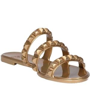 Carmen Sol Maria 3 Strap Flat Sandal - Metallic