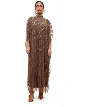 Beauut Embellished Sequins Gown - Brown