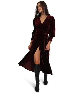 Belle & Bloom Current Mood Velvet Wrap Dress - Black