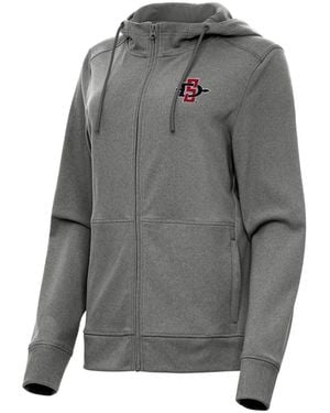 Antigua Heather Black San Diego State Aztecs Seeker Full-zip Hoodie - Gray
