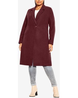 City Chic Plus Size Effortless Chic Coat - Red