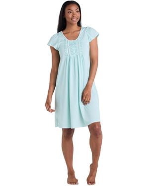 Miss Elaine Short-sleeve Printed Short Gown - Blue