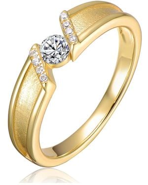 Genevive Jewelry Sterling Silver 14k Plated Clear Cubic Zirconia Band Ring - Metallic